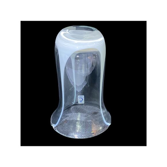 Christinenhutte by Scott Zwiesel Vase Clear With White Stripes 8" Tall - Picture 3 of 7